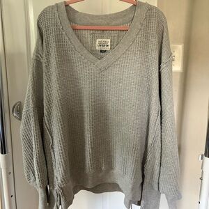 American Eagle Outfitters Gray V-Neck Sweater